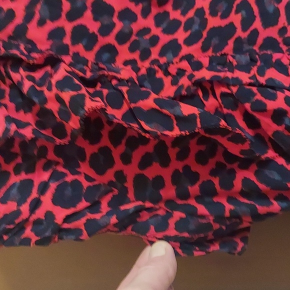 ZADIG & VOLTAIRE Tibo Leopard Print Red Black Ruffle Blouse Top Sz M - Picture 10 of 16